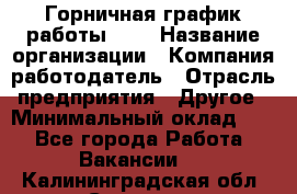 Горничная-график работы 1/2 › Название организации ­ Компания-работодатель › Отрасль предприятия ­ Другое › Минимальный оклад ­ 1 - Все города Работа » Вакансии   . Калининградская обл.,Советск г.